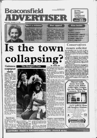 cover page of Beaconsfield Advertiser published on November 30, 1988