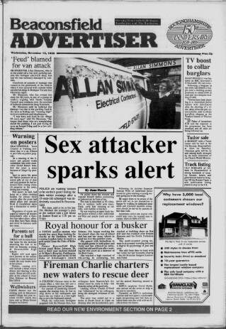 cover page of Beaconsfield Advertiser published on November 15, 1989