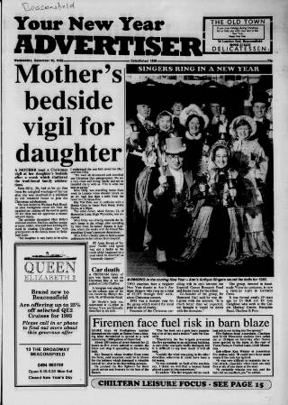 cover page of Beaconsfield Advertiser published on December 30, 1992