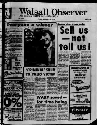 cover page of Walsall Observer published on November 30, 1979