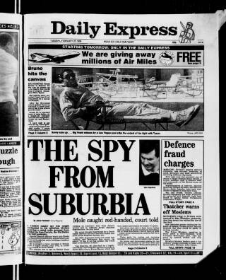 cover page of Daily Express published on February 28, 1989