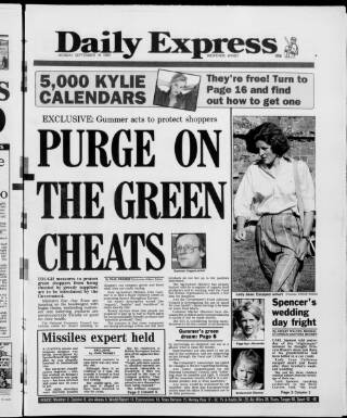cover page of Daily Express published on September 18, 1989
