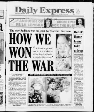 cover page of Daily Express published on February 28, 1991