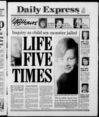 cover page of Daily Express published on November 30, 1991