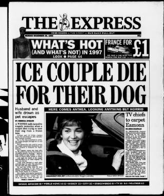 cover page of Daily Express published on December 30, 1996