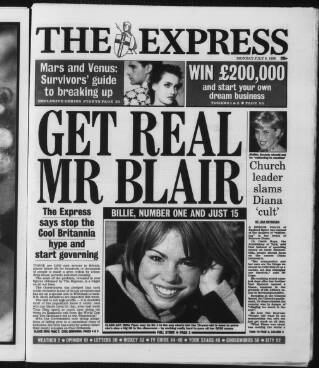 cover page of Daily Express published on July 6, 1998
