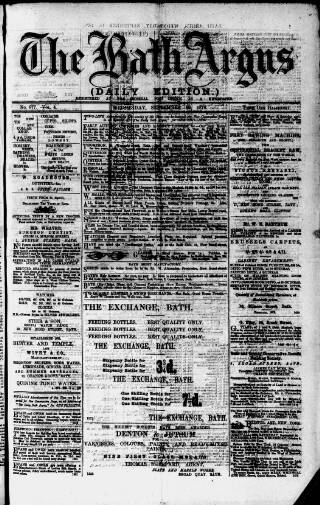 cover page of Bath Argus published on September 18, 1878