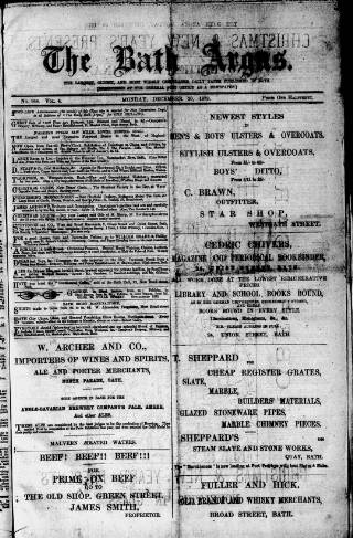 cover page of Bath Argus published on December 30, 1878