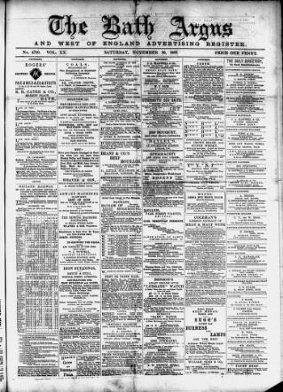 cover page of Bath Argus published on November 30, 1889