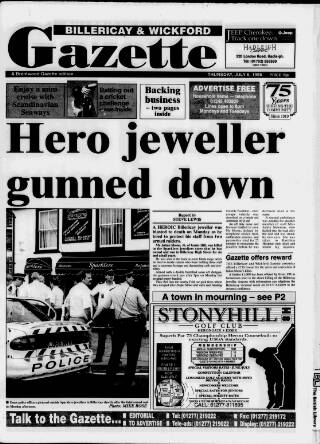 cover page of Billericay Gazette published on July 6, 1995