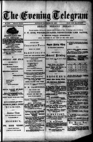 cover page of Evening Express Telegram (Cheltenham) published on November 30, 1878