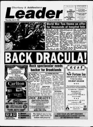 cover page of Chertsey & Addlestone Leader published on July 6, 1995