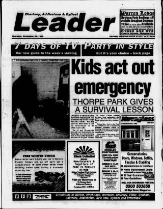 cover page of Chertsey & Addlestone Leader published on November 26, 1998