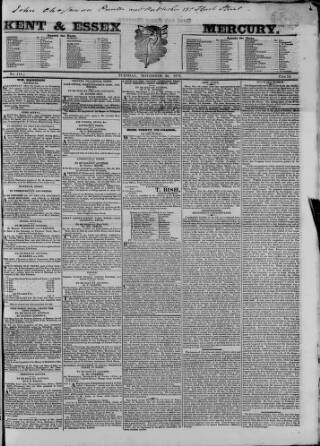 cover page of Essex & Herts Mercury published on November 30, 1824