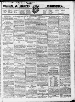 cover page of Essex & Herts Mercury published on December 30, 1834