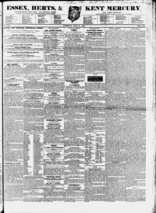 cover page of Essex & Herts Mercury published on July 6, 1841
