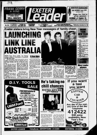 cover page of Exeter Leader published on December 30, 1987