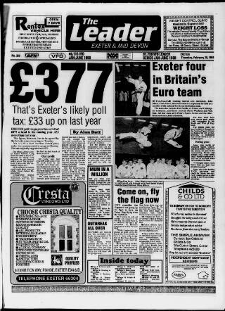 cover page of Exeter Leader published on February 28, 1991