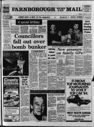 cover page of Farnborough News published on February 28, 1984