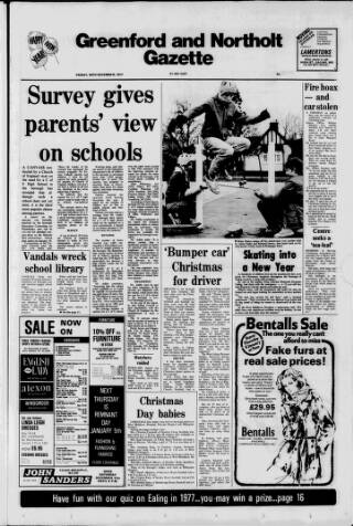 cover page of Greenford & Northolt Gazette published on December 30, 1977