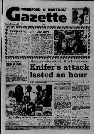 cover page of Greenford & Northolt Gazette published on November 30, 1990