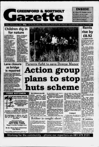 cover page of Greenford & Northolt Gazette published on February 28, 1992