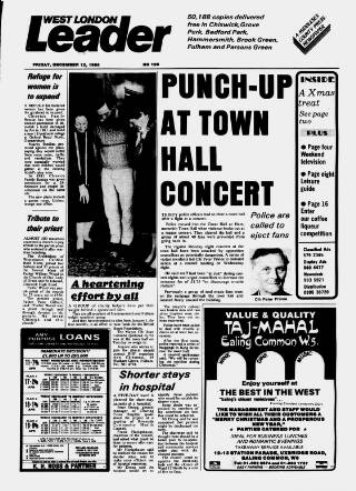 cover page of Hammersmith & Chiswick Leader published on December 12, 1986