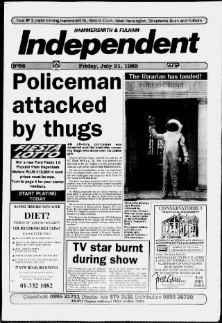 cover page of Hammersmith & Fulham Independent published on July 21, 1989