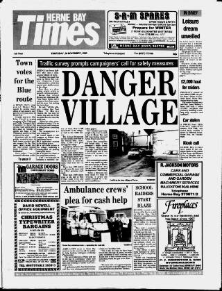 cover page of Herne Bay Times published on November 30, 1989
