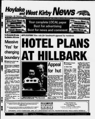 cover page of Hoylake & West Kirby News published on February 28, 1996