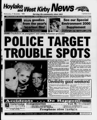 cover page of Hoylake & West Kirby News published on November 3, 1999