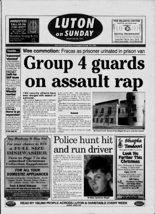 cover page of Luton on Sunday published on November 30, 1997