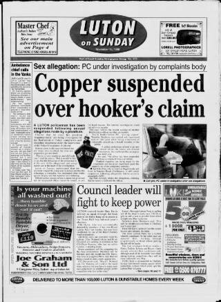 cover page of Luton on Sunday published on November 15, 1998