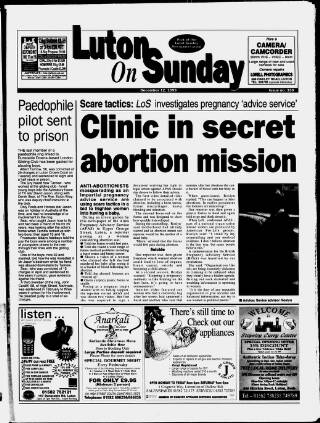 cover page of Luton on Sunday published on December 12, 1999