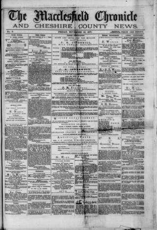 cover page of Macclesfield Chronicle and Cheshire County News published on November 30, 1877