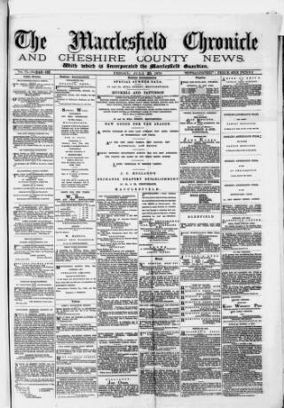 cover page of Macclesfield Chronicle and Cheshire County News published on July 25, 1879