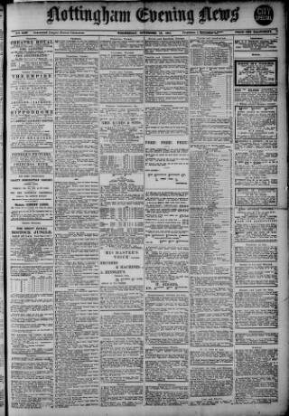 cover page of Nottingham Evening News published on November 15, 1911