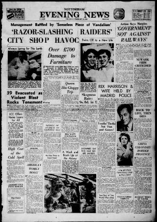 cover page of Nottingham Evening News published on February 28, 1963