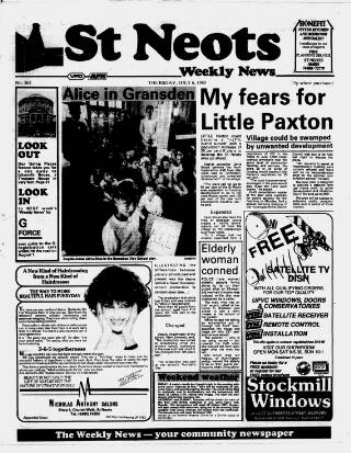 cover page of St. Neots Weekly News published on July 6, 1989