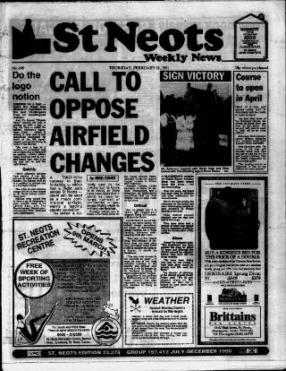 cover page of St. Neots Weekly News published on February 28, 1991