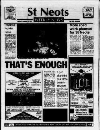 cover page of St. Neots Weekly News published on December 30, 1993