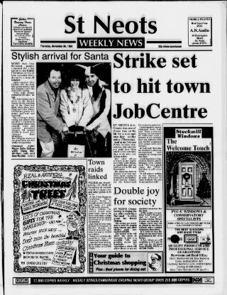 cover page of St. Neots Weekly News published on November 30, 1995