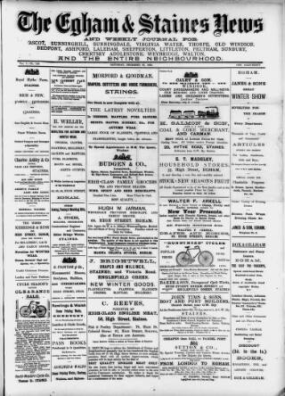 cover page of Egham & Staines News published on December 30, 1899
