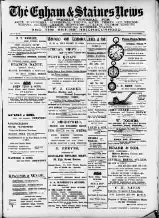 cover page of Egham & Staines News published on February 28, 1903