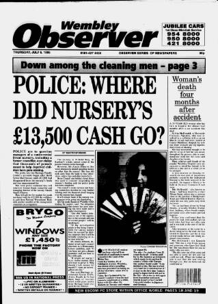 cover page of Wembley Observer published on July 6, 1995