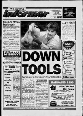 cover page of Woking Informer published on July 6, 1990