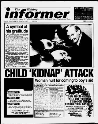 cover page of Woking Informer published on November 15, 1996