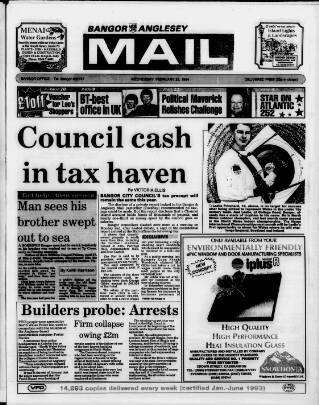 cover page of Bangor, Anglesey Mail published on February 23, 1994