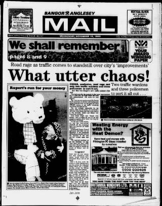 cover page of Bangor, Anglesey Mail published on November 15, 1995