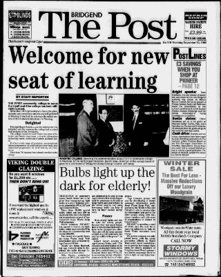 cover page of Bridgend & Ogwr Herald & Post published on November 30, 1995